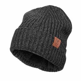 Winter Beanie Mütze,Thermo Strickmütze Laufmützen Wintermütze für Herren und Damen, Grau(Dicker Faden), 2