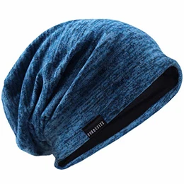 Herren Lässige Mütze Strickmütze Schädeldecke Lange Gefütterte Winter Sommer Hüte, M, Blau