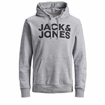 JACK & JONES Herren Hoodie Kapuzenpullover JJECORP Logo Sweat Hood (12152840) Grau/Light Grey MelangeGrau