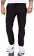 Rock Creek Herren Leinen-Optik Hose Stoffhose Sommerhose Regular Fit Chino Hosen Männer Hose Gummizug Herrenhosen Lang Strandhose RC-2152 Schwarz W32 L32