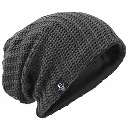 Herren Slouchy Mütze Strickmützen Rasta Skull Cap Sommer Winter Sackmütze , M, Gerippt Grau