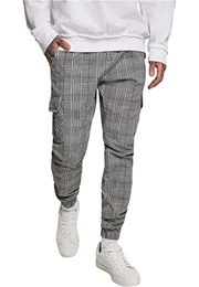 Herren AOP Glencheck Cargo Jog Pants Hose, Mehrfarbig (White/Black 01248), W(Herstellergröße: M)