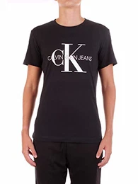 Calvin Klein Herren ICONIC MONOGRAM SS SLIM TEE T-Shirt, Schwarz (Ck Black Bae), Medium (Herstellergröße: M)