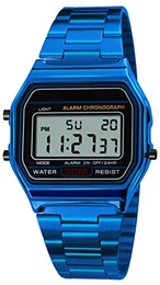 Business Uhr Herren Luxus Uhren 30M wasserdichte Edelstahl Sportuhr Digital Armbanduhren (Blau)