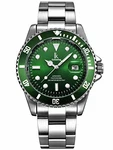 Alienwork Armbanduhr Herren Damen Kalender Datum Grün/Silber