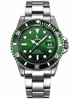 Alienwork Armbanduhr Herren Damen Kalender Datum Grün/Silber