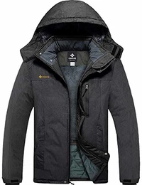wasserdichte Skijacke für Herren Winddichte Fleece Outdoor-Winterjacke mit Kapuze (Graphitgrau,M)