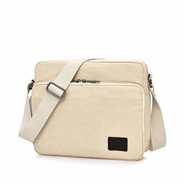 Herren Umhängetasche, Schultertasche Segeltuch Klein Tasche Handtasche Aktentasche Tote Multifunktional Rucksack Messenger Bag (Beige, 30x11x25cm)
