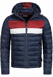 Indicode Herren Hampshire Steppjacke in Daunenjacken-Optik mit Abnehmbarer Kapuze warme modische Winterjacke leichte gefütterte Übergangsjacke Jacke für Männer Navy M