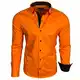 Baxboy Herren-Hemd Langarm/Business Freizeit Hochzeit/Bügelleicht/Slim-Fit/Anzug Kentkragen Hemd B-500, Farbe:Orange_1, Größen:M