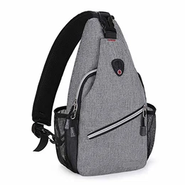 Mini Sling Bag Sling Rucksack, Klein Brusttasche Crossbody Bag Wandern Daypack Reisen Outdoor Freizeit Sporttasche One Shoulder Tasche für Herren & Damen, Grau