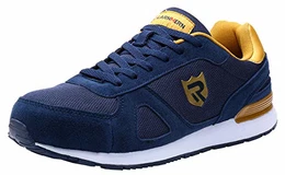Sicherheitsschuhe Herren Damen Stahlkappe,L9096 S1 SRC Atmungsaktiv Arbeitsschuhe Ultraleicht Sportlich(43 EU,Blau Gelb)