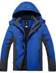 GEMYSE Herren wasserdichte Berg-Skijacke Winddichte Fleece Outdoor-Winterjacke mit Kapuze Himmelblau/Grau