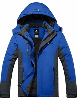 GEMYSE Herren wasserdichte Berg-Skijacke Winddichte Fleece Outdoor-Winterjacke mit Kapuze Himmelblau/Grau GEMYSE Herren wasserdichte Berg-Skijacke Winddichte Fleece Outdoor-Winterjacke mit Kapuze Himmelblau/Grau