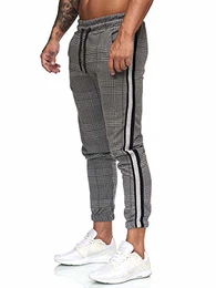 Herren Jogginghose Trainingshose Sport Fitness Gym Training Slim Fit Sweatpants Streifen Jogging-Hose Stripe Pants Modell 1226 Antrazit M