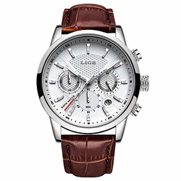 Uhr Herren Chronograph Sport Wasserdichter Analoger Quarz Edelstahl Lederuhr Klassische Business Casual Schwarzem Zifferblatt Armbanduhr