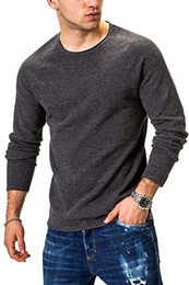 Herren Jjehill Knit Crew Neck Noos Pullover (Dark Grey Melange, M)