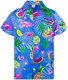 King Kameha Funky Hawaiihemd, Kurzarm, Flamingos Melonen, Indigoblau, M