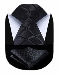 Extra lange Check Krawatte Taschentuch Herren Krawatte & Einstecktuch Set