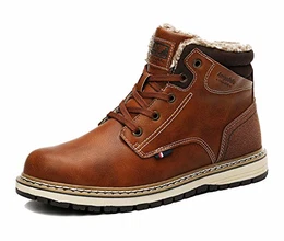 Winterschuhe Herren Schneestiefel Winter Warm Gefüttert Winterstiefel Boots Arbeitsschuhe Schneestiefel Arbeitsstiefel Stiefel Trekkingschuhe Wanderschuhe Herren (43EU, A9056-Braun)