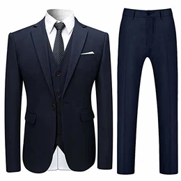 Anzug Herren Anzug Slim Fit 3 Teilig Herrenanzug 3-Teilig Anzüge Herren Modern Sakko für Business Hochzeit Marineblau L