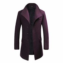 YOUTHUP Herren Mantel Slim Fit Winter Wollmantel Dicker Langer Übergangsmantel 