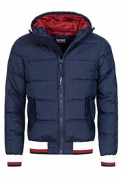 Indicode Herren Bacon Steppjacke in Daunenjacken-Optik mit Kapuze warme Winterjacke gefütterte Übergangsjacke (Polyester Wattierung) Regenjacke Jacke für Männer Navy M