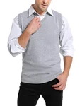 iClosam Herren Pullunder V-Ausschnitt Comfort Fit Strickweste Grau