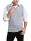 Herren Pullunder V-Ausschnitt Comfort Fit Baumwoll Strickweste (Grau), M