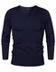 Sykooria Herren Basic Strickpullover Feinstrick Pullover V-Ausschnitt Baumwolle Klassischer Blau, M