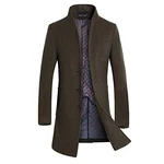 YOUTHUP Herren Mantel Slim Fit Winter Wollmantel Dicker Langer Übergangsmantel Braun