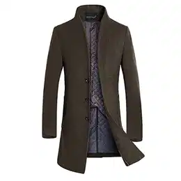 Herren Mantel Slim Fit Winter Wollmantel Dicker Langer Übergangsmantel Frühling Lässiger Wintermantel, Braun (Stil 2), 3XL
