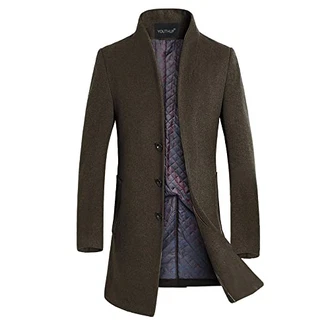 YOUTHUP Herren Mantel Slim Fit Winter Wollmantel Dicker Langer Übergangsmantel