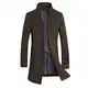 YOUTHUP Herren Mantel Slim Fit Winter Wollmantel Dicker Langer Übergangsmantel Frühling Lässiger Wintermantel, Braun (Stil 2), 3XL
