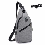 Brust Sling Schulter Rucksack Crossbody Tasche mit USB-Ladeanschluss Grau