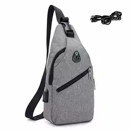 Brust Sling Schulter Rucksack Crossbody Tasche Herren Damen Brusttasche Schultergurt Bag Schulterrucksack Umhängetasche Kamerarucksack Wasserdichte Slingbag mit USB-Ladeanschluss für Radfahren Reise