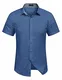 COOFANDY Herren Hemd Kurzarm Langarm Leinenhemd aus Baumwollmischung Kariert Sommer Freizeit Men´s Shirt (M, Blau)