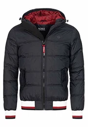 Indicode Herren Bacon Steppjacke in Daunenjacken-Optik mit Kapuze warme Winterjacke gefütterte Übergangsjacke (Polyester Wattierung) Regenjacke Jacke für Männer Black M