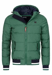 Indicode Herren Bacon Steppjacke in Daunenjacken-Optik mit Kapuze warme Winterjacke gefütterte Übergangsjacke (Polyester Wattierung) Regenjacke Jacke für Männer Smoke Pine M