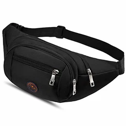 Bauchtasche für Damen und Herren Gürteltasche Schwarz Hüfttasche Outdoor Handytasche Sport Wasserdicht Laufgürtel Geldgürtel für Camping Wandern Fitness Fahrrad Reisen Jagd Groß
