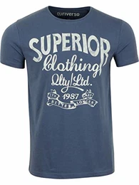 Herren T-Shirt RIVLeon Rundhals O-Neck Kurzarm Tee Shirt Print Regular Fit 100% Baumwolle Grün Blau Weiß Grau Rot Orange S M L XL 2XL 3XL 4XL 5XL, Größe:M, Farbe:Blau (BJD)
