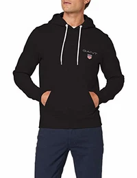 Herren D1. Medium Shield Hoodie Kapuzenpullover, Schwarz, M EU