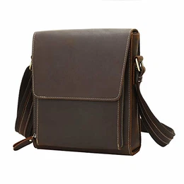 Herren Leder umhängetasche messger Bag Ledertasche für Business Retro (Braun 3)