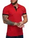 OneRedox Herren Poloshirt Polohemd Basic Kurzarm Einfarbig Slim Fit Polo Shirt Baumwolle T-Shirt Polokragen M-XXXL Modell 1404 Rot M