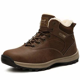 Winterschuhe Herren Winterstiefel Damen Schneestiefel Warm Gefütterte Stiefelette Outdoor Boots Arbeitsschuhe Arbeitsstiefel Winter Wandern Arbeiten (43 EU, A9285-Braun)
