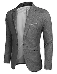 Sakko Herren Sportlich Sommerjacke Anzüge Blazer Jackett Slim Fit Lässige Anzugjacke Grau M