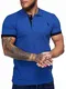 OneRedox Herren Poloshirt Polohemd Basic Kurzarm Einfarbig Slim Fit Polo Shirt Baumwolle T-Shirt Polokragen M-XXXL Modell 1404 Blau M