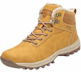 Damen Herren Winterschuhe Warm Gefüttert Winterstiefel Wasserdicht Trekking Wanderschuhe Outdoor rutschfest Schneeschuhe Dämpfung Boots, Gelb 43