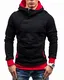 Yidarton Herren Kapuzenpullover Pullover der Männer Hoodie Slim Fit Sweatshirt Hooded Tops Lässiges Langarm Warme Stylisch Herbst Winter Hoody (Schwarz Rot, Medium)