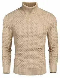 Herren Rollkragenpullover Pullover Rollkragen Langarmshirt Feinstrick Rollkragenpulli Sweater Rollkragen Pulli Männer Pullover Solid Winter Warme Khaki M